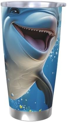 Cartoon dolphin stainless steel vacuum tumbler