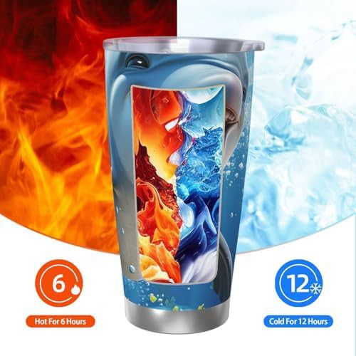 Cartoon dolphin stainless steel vacuum tumbler — photo 3