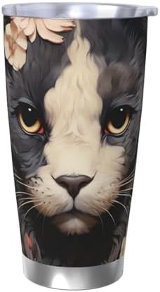 Cat Wearing Flower stainless steel vacuum tumbler
