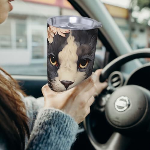 Cat Wearing Flower stainless steel vacuum tumbler — photo 4