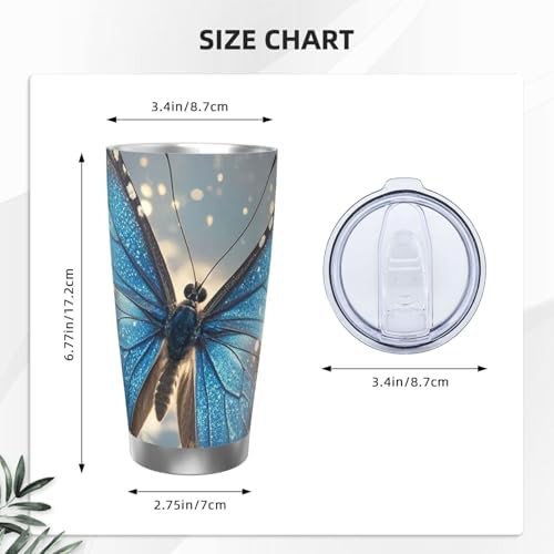 Blue butterfly stainless steel vacuum coffee tumbler — photo 2