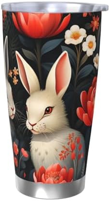 Bright bunnies and flowers stainless steel tumbler