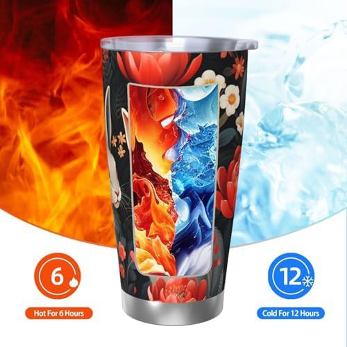 Bright bunnies and flowers stainless steel tumbler — photo 3