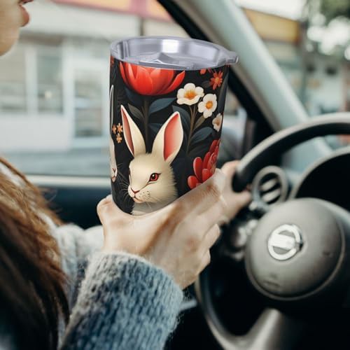 Bright bunnies and flowers stainless steel tumbler — photo 4