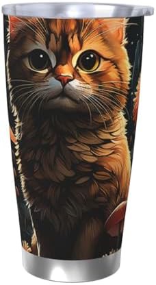 Cat pattern stainless steel vacuum coffee tumbler