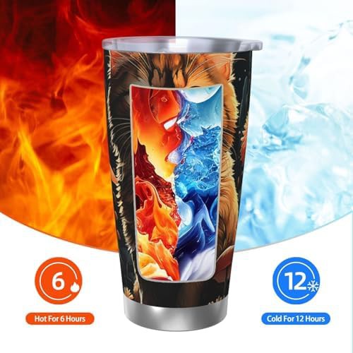 Cat pattern stainless steel vacuum coffee tumbler — photo 3