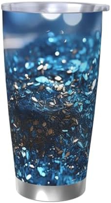 Blue powder stainless steel vacuum tumbler