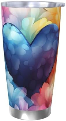 Blue love heart stainless steel vacuum tumbler