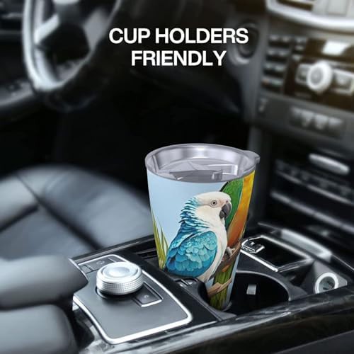 Tropical plants and parrots stainless steel vacuum tumbler — photo 5