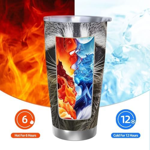 Raccoon pattern stainless steel vacuum coffee tumbler — photo 3