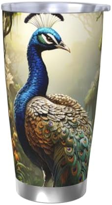 Peacock on the tree stainless steel vacuum tumbler