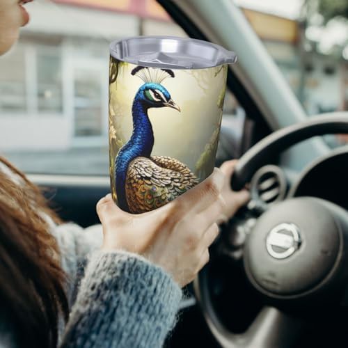 Peacock on the tree stainless steel vacuum tumbler — photo 4