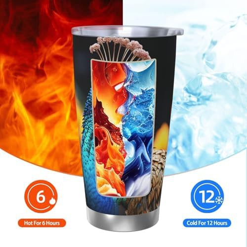 Peacocks pattern stainless steel vacuum coffee tumbler — photo 3