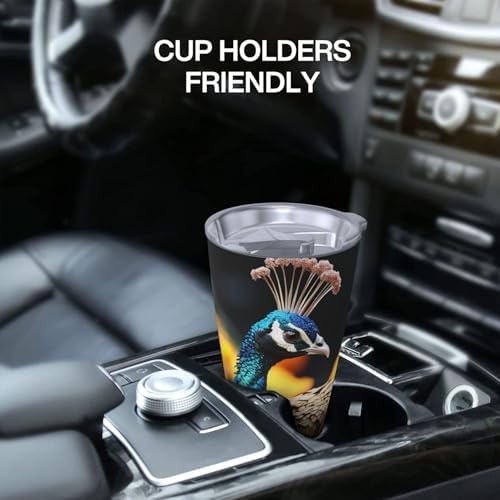 Peacocks pattern stainless steel vacuum coffee tumbler — photo 5