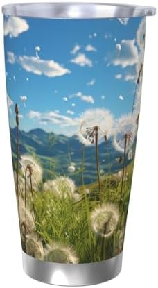 Dandelions on the grass stainless steel tumbler