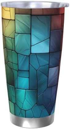 Colored tiles stainless steel vacuum tumbler