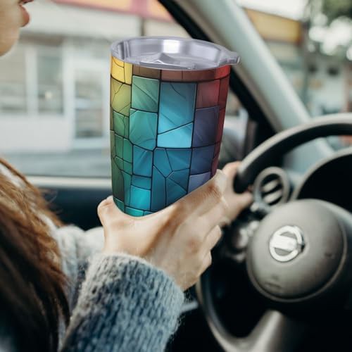 Colored tiles stainless steel vacuum tumbler — photo 4