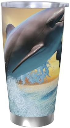 Dolphin jumping stainless steel vacuum tumbler