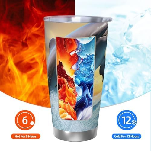Dolphin jumping stainless steel vacuum tumbler — photo 3