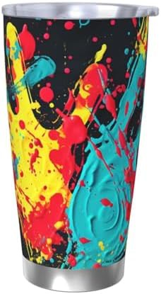 Colorful handprints stainless steel vacuum tumbler
