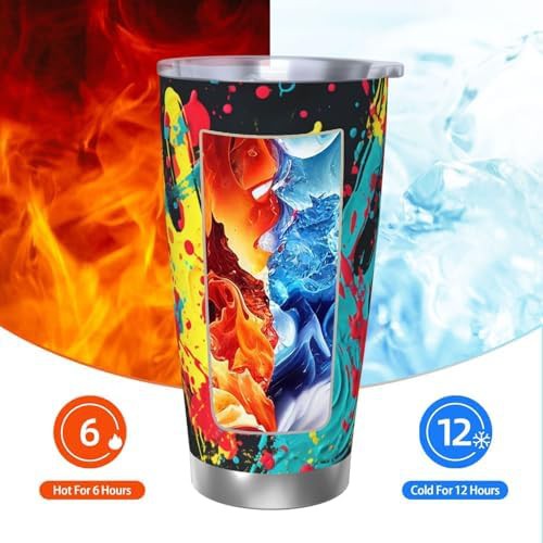 Colorful handprints stainless steel vacuum tumbler — photo 3
