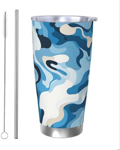 Blue and White Camouflage Pattern stainless tumbler