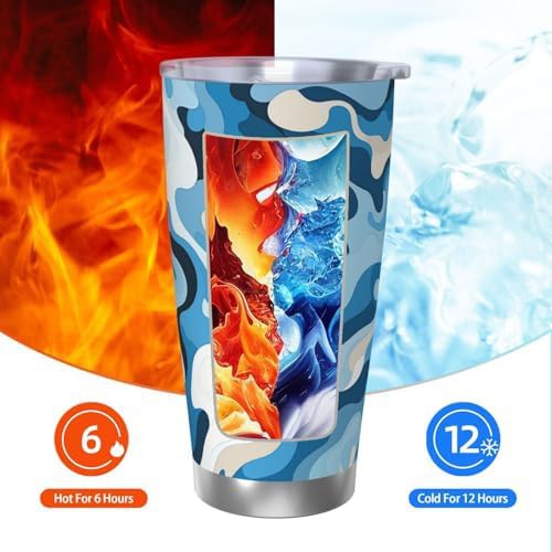 Blue and White Camouflage Pattern stainless tumbler — photo 4