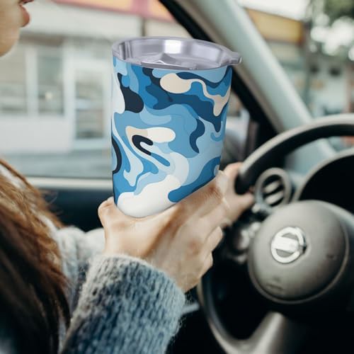 Blue and White Camouflage Pattern stainless tumbler — photo 5