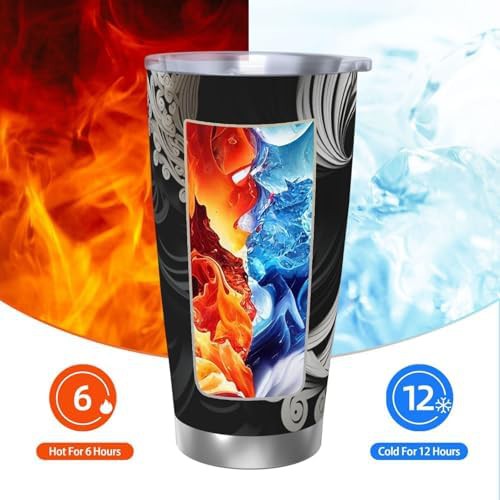 Black and white image stainless steel vacuum coffee tumbler — photo 3