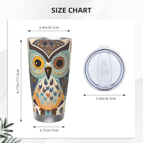 Color owl pattern stainless steel vacuum tumbler — photo 2