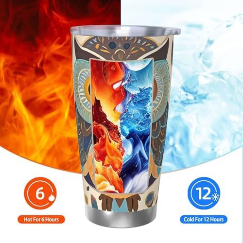 Color owl pattern stainless steel vacuum tumbler — photo 4