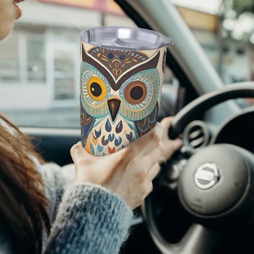 Color owl pattern stainless steel vacuum tumbler — photo 5