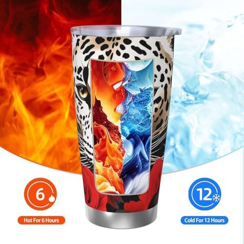 Leopard and rose stainless steel vacuum tumbler — photo 3