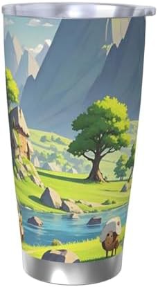 Cartoon landscape stainless steel vacuum tumbler