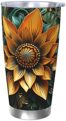 Carved flower stainless steel vacuum tumbler