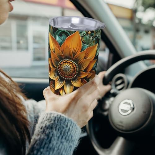 Carved flower stainless steel vacuum tumbler — photo 4