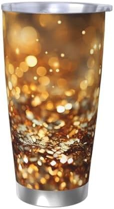 Gold glitter stainless steel vacuum tumbler