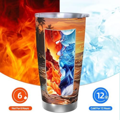 Coconut Trees and Sunrise stainless steel tumbler — photo 4