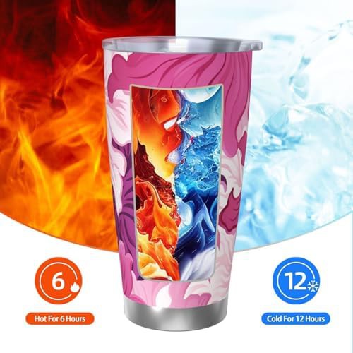 Solid pink stainless steel vacuum coffee tumbler — photo 3