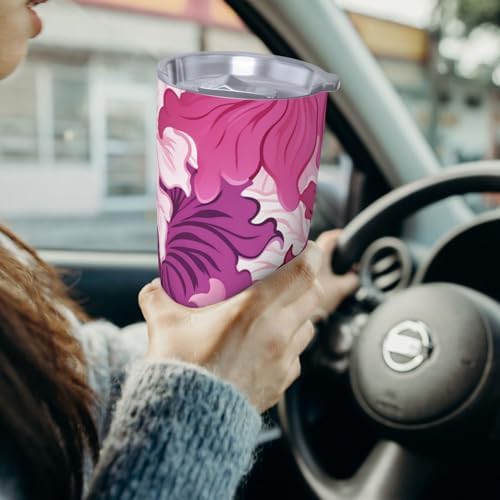Solid pink stainless steel vacuum coffee tumbler — photo 4