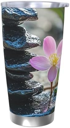 Black Stone Tower Flower stainless steel tumbler