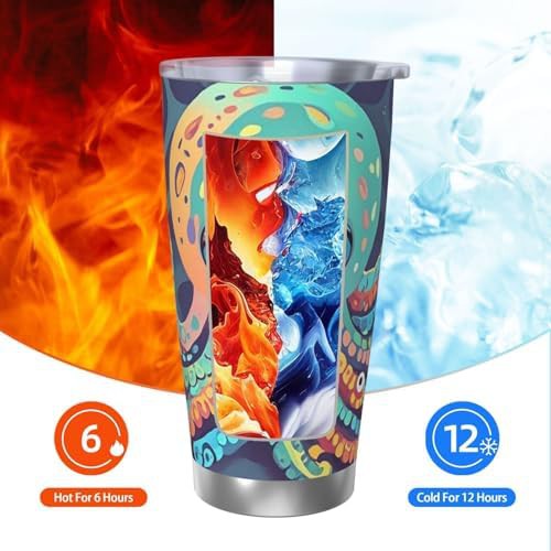 Abstract octopus stainless steel vacuum coffee tumbler — photo 3