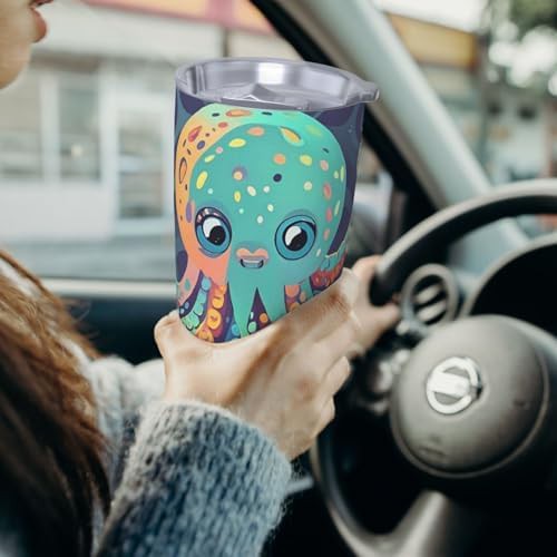Abstract octopus stainless steel vacuum coffee tumbler — photo 4