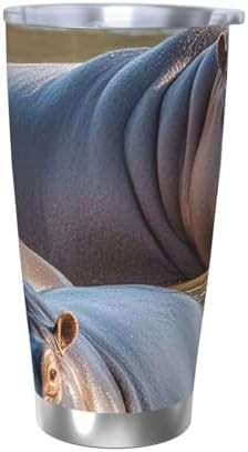 Hippos pattern stainless steel vacuum coffee tumbler — photo 5