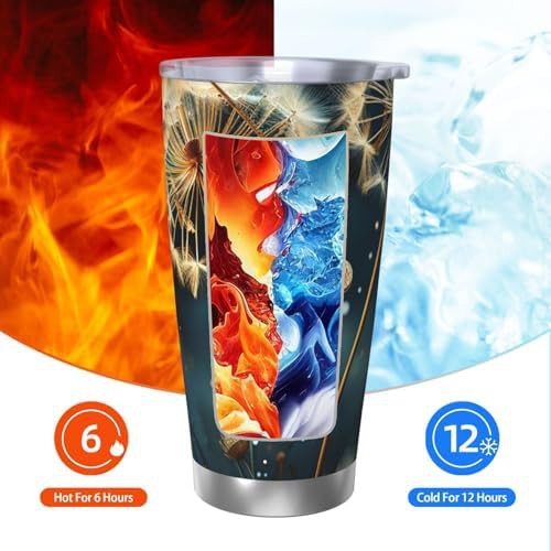 Dandelion Flowers in the Sky stainless steel tumbler — photo 3