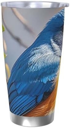 Blue and orange bird stainless steel vacuum tumbler