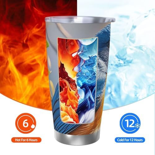 Blue and orange bird stainless steel vacuum tumbler — photo 3