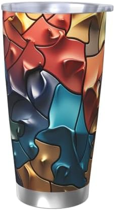 Raised jigsaw puzzle stainless steel tumbler