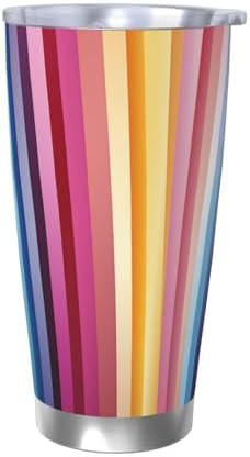 Rainbow stripes stainless steel vacuum tumbler