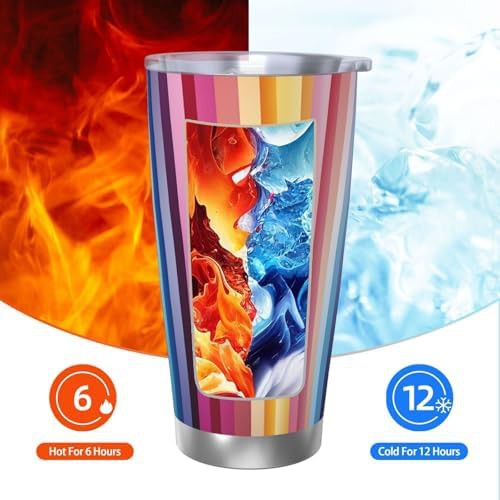 Rainbow stripes stainless steel vacuum tumbler — photo 3
